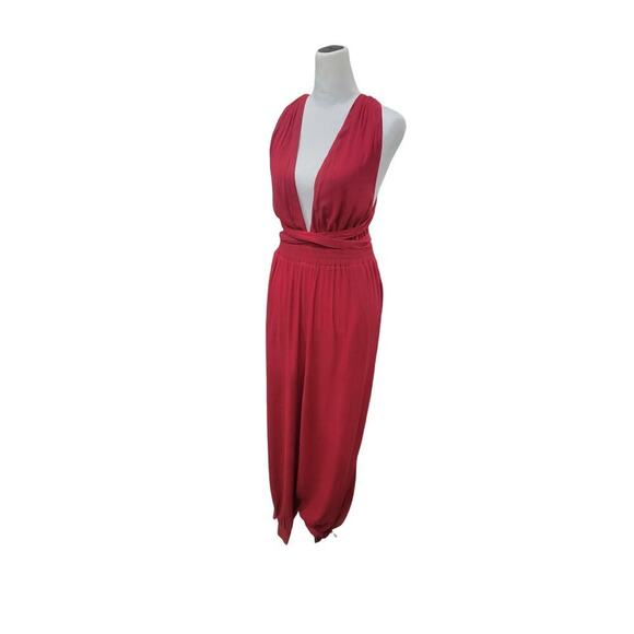 Lulus Lolinda Women's Convertible Halter Jumpsuit Size Large Red Open Back - Picture 5 of 12